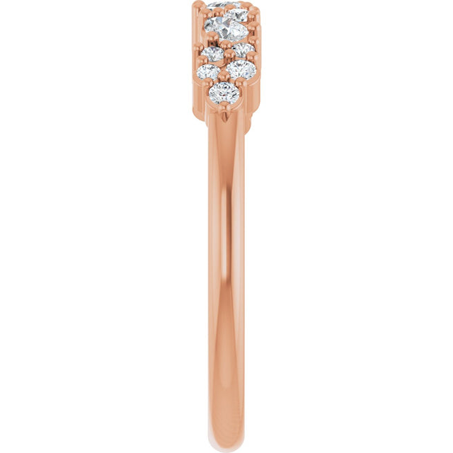 14K Gold Pear Lab-Grown Diamond Cluster Anniversary Band – 1/4 CTW - Rose Gold - view 4