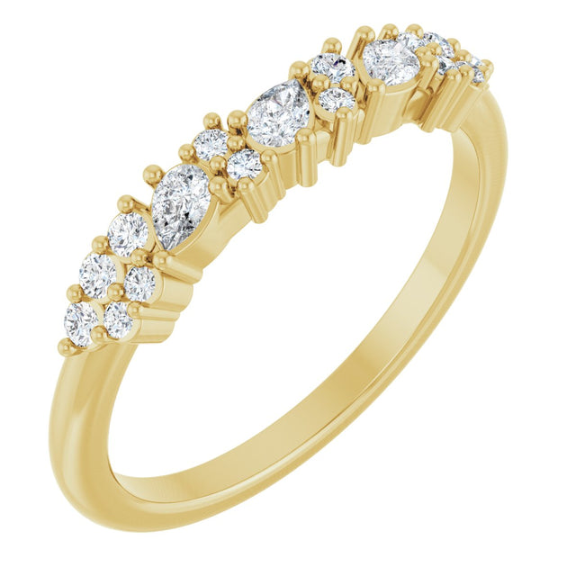 14K Gold Pear Lab-Grown Diamond Cluster Anniversary Band – 1/4 CTW - Yellow Gold
