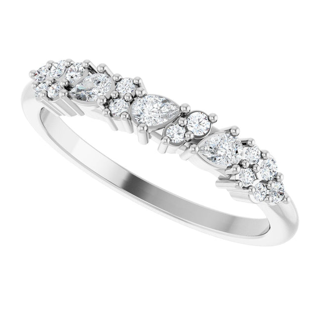 Platinum Pear Natural Diamond Cluster Anniversary Band – 1/4 CTW - view 5