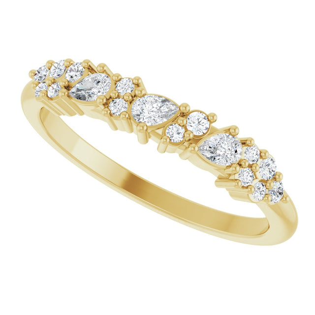 14K Gold Pear Lab-Grown Diamond Cluster Anniversary Band – 1/4 CTW - Yellow Gold - view 5