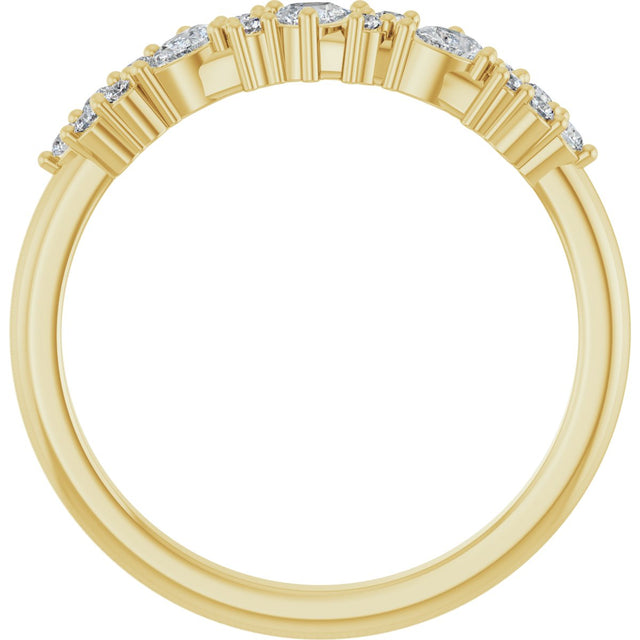 14K Gold Pear Lab-Grown Diamond Cluster Anniversary Band – 1/4 CTW - Yellow Gold - view 2