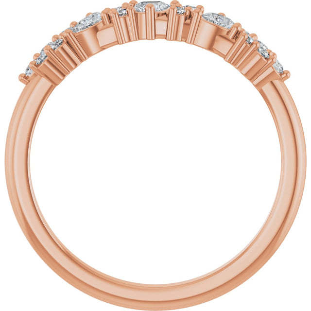 14K Gold Pear Lab-Grown Diamond Cluster Anniversary Band – 1/4 CTW - Rose Gold - view 2