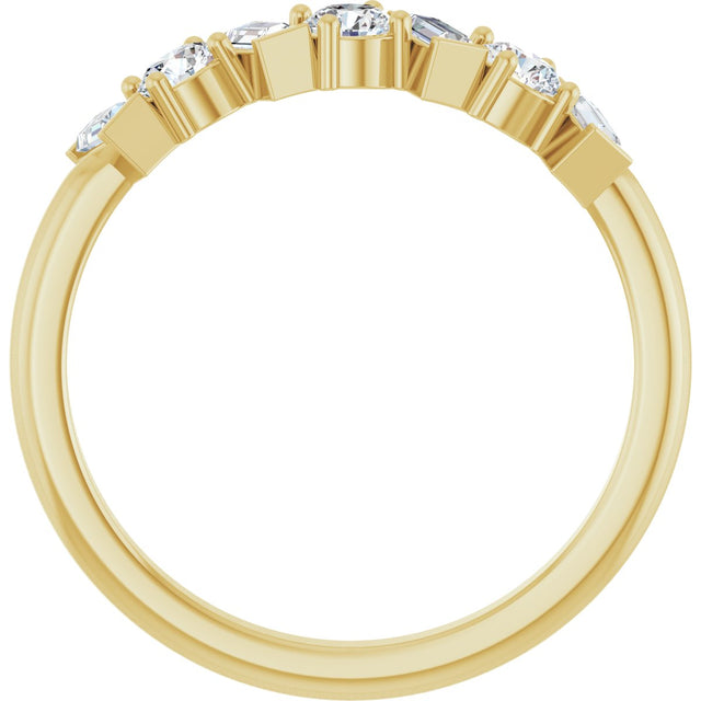 14K Gold Round Lab-Grown Diamond Multi-Shape Anniversary Band – 1/2 CTW - Yellow Gold - view 2