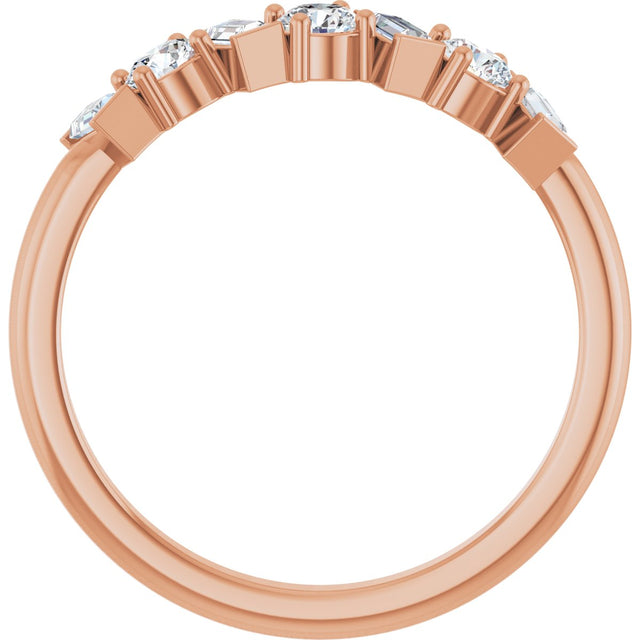 14K Gold Round Natural Diamond Multi-Shape Anniversary Band – 1/2 CTW - Rose Gold - view 2