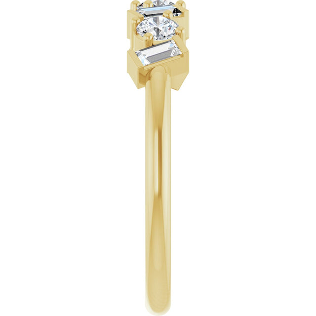 14K Gold Round Lab-Grown Diamond Multi-Shape Anniversary Band – 1/2 CTW - Yellow Gold - view 4