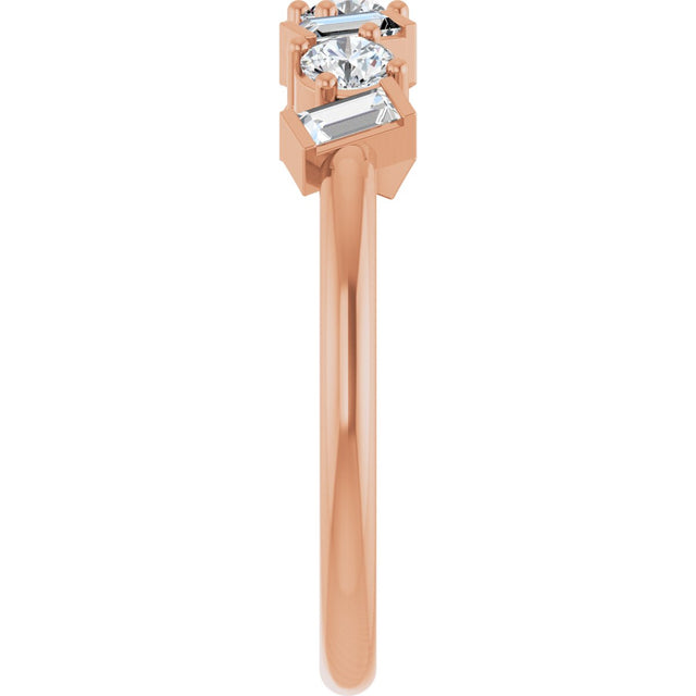 14K Gold Round Natural Diamond Multi-Shape Anniversary Band – 1/2 CTW - Rose Gold - view 4