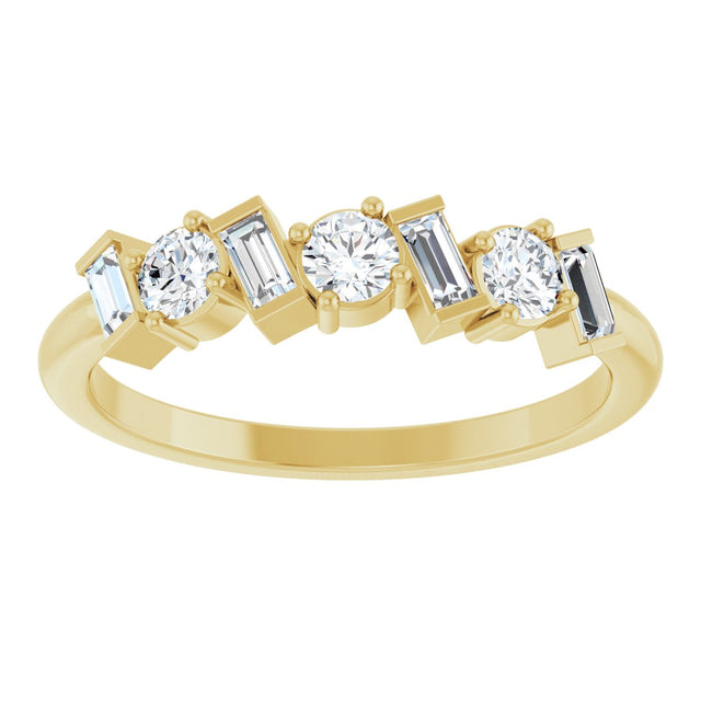 14K Gold Round Lab-Grown Diamond Multi-Shape Anniversary Band – 1/2 CTW - Yellow Gold - view 3