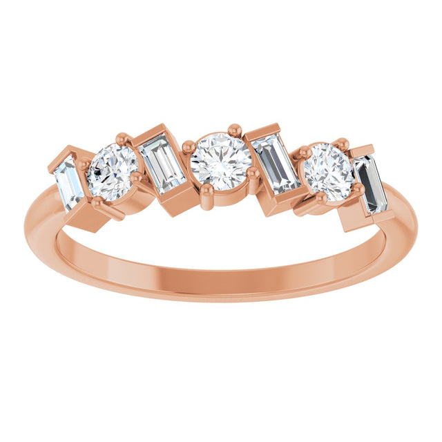 14K Gold Round Natural Diamond Multi-Shape Anniversary Band – 1/2 CTW - Rose Gold - view 3