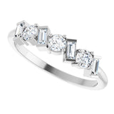 14K Gold Round Natural Diamond Multi-Shape Anniversary Band – 1/2 CTW - White Gold - view 5