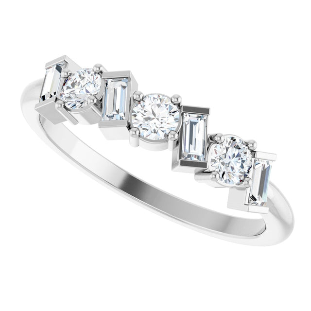 14K Gold Round Natural Diamond Multi-Shape Anniversary Band – 1/2 CTW - White Gold - view 5