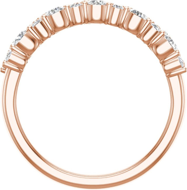 14K Gold Round Lab-Grown Diamond Anniversary Band – 1 1/6 CTW - Rose Gold - view 2