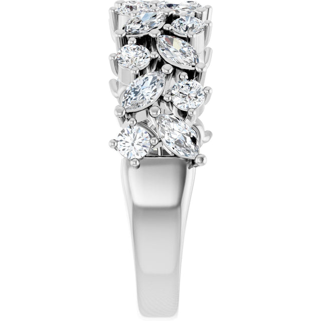 14K Gold Round Natural Diamond Anniversary Band – 1 1/3 CTW - White Gold - view 4