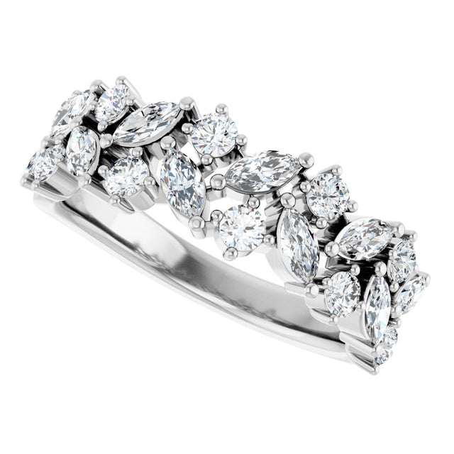 14K Gold Round Natural Diamond Anniversary Band – 1 1/3 CTW - White Gold - view 5