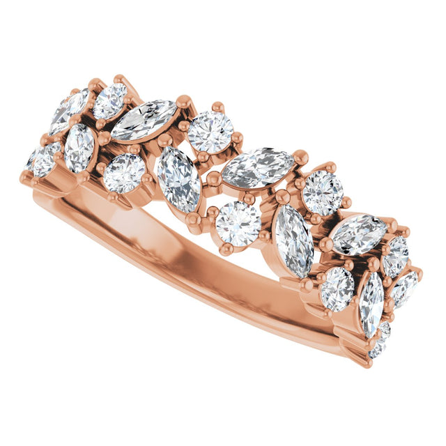 14K Gold Round Natural Diamond Anniversary Band – 1 1/3 CTW - Rose Gold - view 5