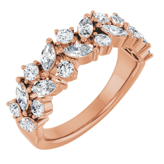 14K Gold Round Natural Diamond Anniversary Band – 1 1/3 CTW - Rose Gold