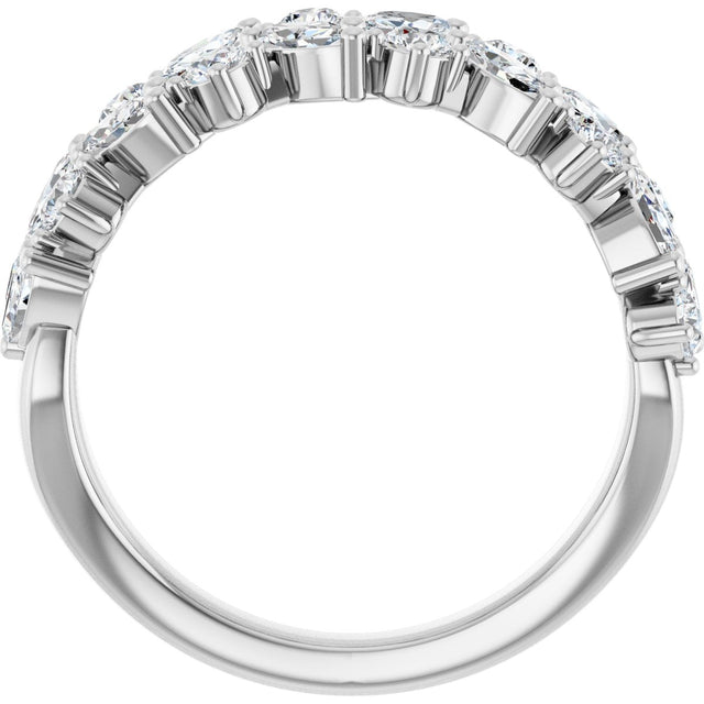 14K Gold Round Natural Diamond Anniversary Band – 1 1/3 CTW - White Gold - view 2