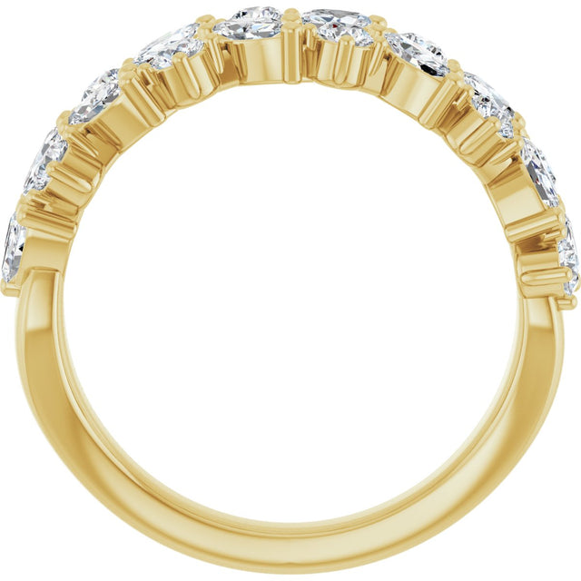 14K Gold Round Natural Diamond Anniversary Band – 1 1/3 CTW - Yellow Gold - view 2