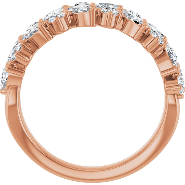 14K Gold Round Natural Diamond Anniversary Band – 1 1/3 CTW - Rose Gold - view 2
