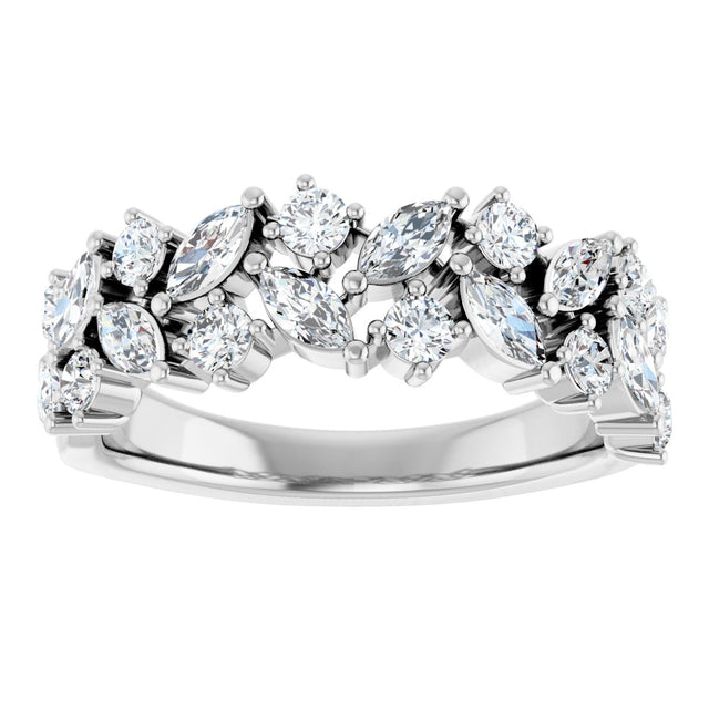 14K Gold Round Natural Diamond Anniversary Band – 1 1/3 CTW - White Gold - view 3