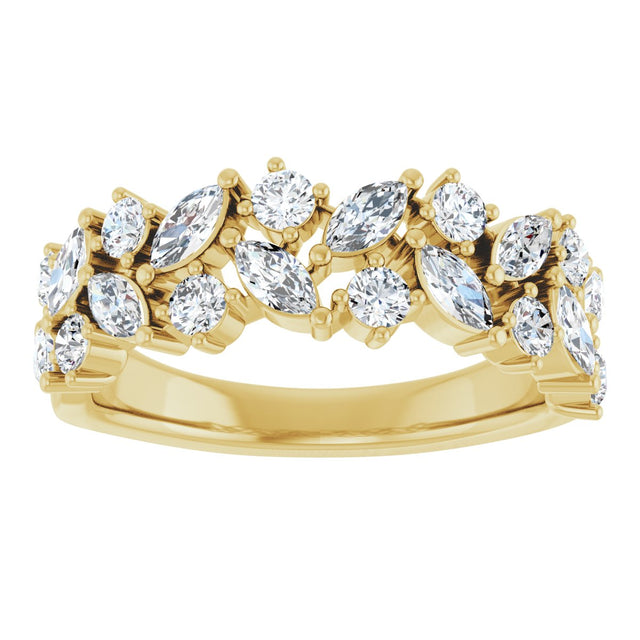 14K Gold Round Natural Diamond Anniversary Band – 1 1/3 CTW - Yellow Gold - view 3