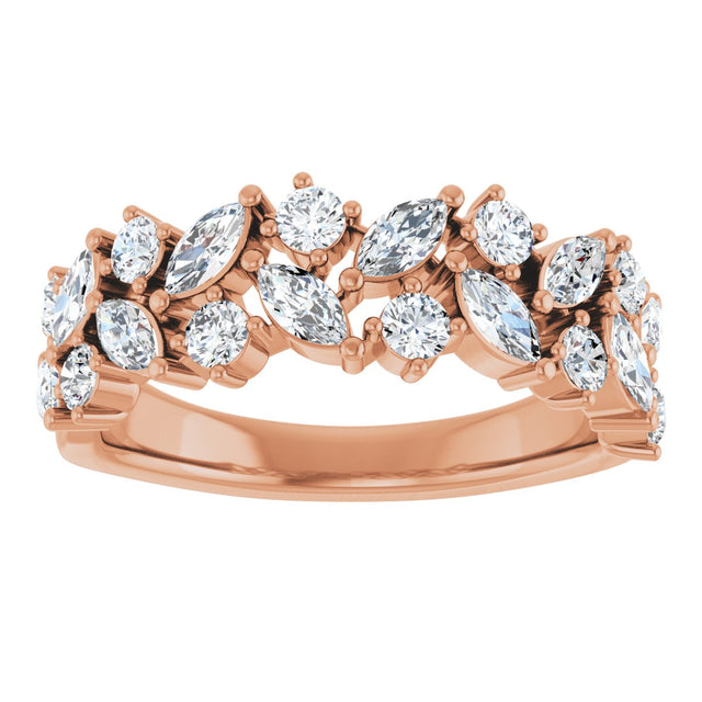 14K Gold Marquise Lab-Grown Diamond Anniversary Band – 1 1/3 CTW - Rose Gold - view 3