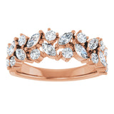 14K Gold Round Natural Diamond Anniversary Band – 1 1/3 CTW - Rose Gold - view 3