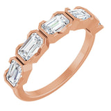 14K Gold Emerald Lab-Grown Diamond Half-Bezel Five-Stone Anniversary Band - 1 1/2-3 1/4 CTW - Rose Gold
