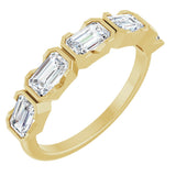 14K Gold Emerald Lab-Grown Diamond Half-Bezel Five-Stone Anniversary Band - 1 1/2-3 1/4 CTW - Yellow Gold