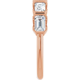 14K Gold Emerald Lab-Grown Diamond Half-Bezel Five-Stone Anniversary Band - 1 1/2-3 1/4 CTW - Rose Gold - view 4