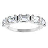 Platinum Emerald Lab-Grown Diamond Half-Bezel Five-Stone Anniversary Band - 1 1/2-3 1/4 CTW - view 3
