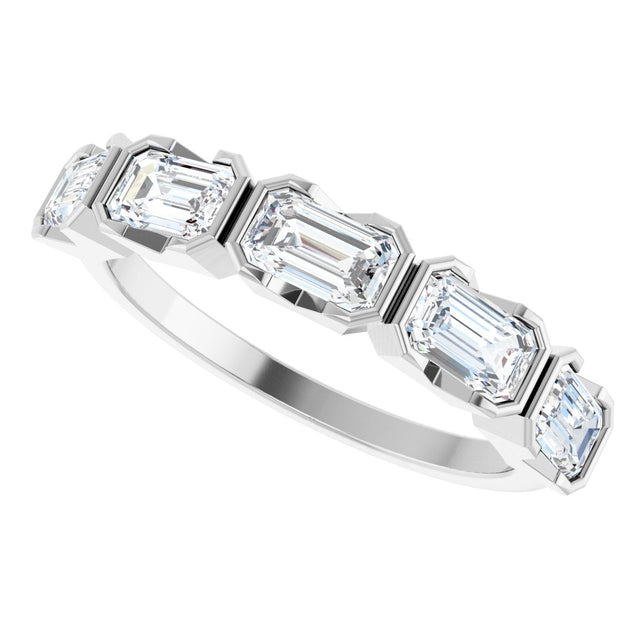 Platinum Emerald Lab-Grown Diamond Half-Bezel Five-Stone Anniversary Band - 1 1/2-3 1/4 CTW - view 5