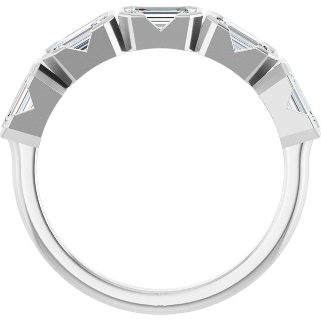 Platinum Emerald Lab-Grown Diamond Half-Bezel Five-Stone Anniversary Band - 1 1/2-3 1/4 CTW - view 2