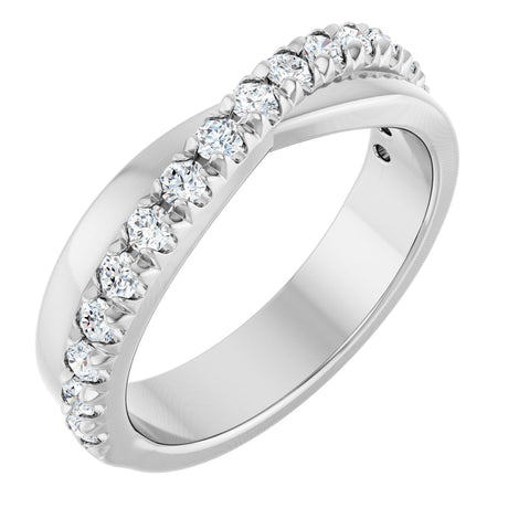 Platinum Round Lab-Grown Diamond French-Set Criss-Cross Anniversary Band – 1/2–7/8 CTW