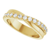 14K Gold Round Lab-Grown Diamond French-Set Criss-Cross Anniversary Band – 1/2–7/8 CTW - Yellow Gold - view 5