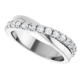 Platinum Round Lab-Grown Diamond French-Set Criss-Cross Anniversary Band – 1/2–7/8 CTW - view 5