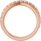 14K Gold Round Lab-Grown Diamond French-Set Criss-Cross Anniversary Band – 1/2–7/8 CTW - Rose Gold - view 2