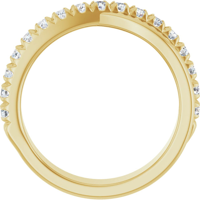 14K Gold Round Lab-Grown Diamond French-Set Criss-Cross Anniversary Band – 1/2–7/8 CTW - Yellow Gold - view 2