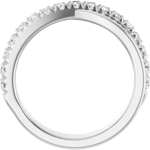 Platinum Round Natural Diamond French-Set Criss-Cross Anniversary Band – 1/2–7/8 CTW - view 2