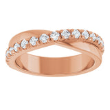 14K Gold Round Lab-Grown Diamond French-Set Criss-Cross Anniversary Band – 1/2–7/8 CTW - Rose Gold - view 3
