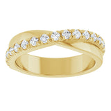 14K Gold Round Natural Diamond French-Set Criss-Cross Anniversary Band – 1/2–7/8 CTW - Yellow Gold - view 3