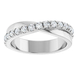 Platinum Round Lab-Grown Diamond French-Set Criss-Cross Anniversary Band – 1/2–7/8 CTW - view 3