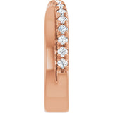 14K Gold Round Natural Diamond French-Set Criss-Cross Anniversary Band – 1/2–7/8 CTW - Rose Gold - view 4