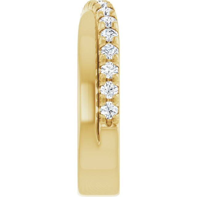 14K Gold Round Lab-Grown Diamond French-Set Criss-Cross Anniversary Band – 1/2–7/8 CTW - Yellow Gold - view 4