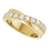 14K Gold Round Lab-Grown Diamond French-Set Criss-Cross Anniversary Band – 1/2–7/8 CTW - Yellow Gold - view 5