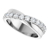 14K Gold Round Natural Diamond French-Set Criss-Cross Anniversary Band – 1/2–7/8 CTW - White Gold - view 5