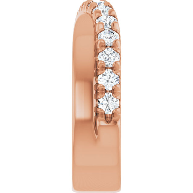 14K Gold Round Natural Diamond French-Set Criss-Cross Anniversary Band – 1/2–7/8 CTW - Rose Gold - view 4