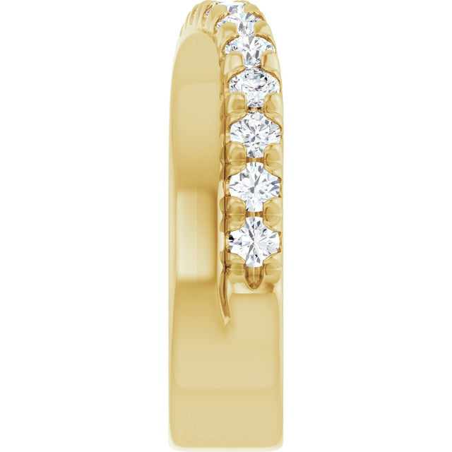 14K Gold Round Natural Diamond French-Set Criss-Cross Anniversary Band – 1/2–7/8 CTW - Yellow Gold - view 4