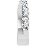 14K Gold Round Natural Diamond French-Set Criss-Cross Anniversary Band – 1/2–7/8 CTW - White Gold - view 4