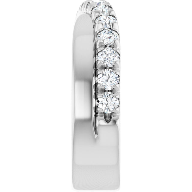 Platinum Round Lab-Grown Diamond French-Set Criss-Cross Anniversary Band – 1/2–7/8 CTW - view 4
