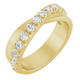 14K Gold Round Lab-Grown Diamond French-Set Criss-Cross Anniversary Band – 1/2–7/8 CTW - Yellow Gold